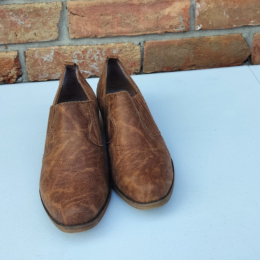 Sugar Brown Leather Slip-On Shoes/ Ankle Boot